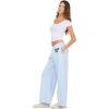 Forever 21 Women’s Wide Leg Jogger Pants with Patch Details(Blue)