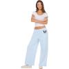 Forever 21 Women’s Wide Leg Jogger Pants with Patch Details(Blue)