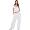 Forever 21 Women’s Wide Leg Jogger Pants with Patch Details(Heather Grey)