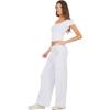 Forever 21 Women’s Wide Leg Jogger Pants with Patch Details(Heather Grey)