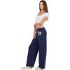 Forever 21 Women’s Wide Leg Jogger Pants with Patch Details(Navy)