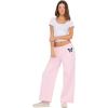 Forever 21 Women’s Wide Leg Jogger Pants with Patch Details(Pink)