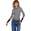 Forever 21 Women’s Boatneck Sweater with High Rib Start(Navy)