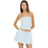 Forever 21 Women’s Cropped Tube Top with Side Ruching(Blue)