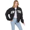 Forever 21 Women’s Nylon Bomber Jacket With Patch Graphics(Black)