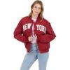 Forever 21 Women’s Nylon Bomber Jacket With Patch Graphics(Red)