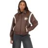 Forever 21 Women’s Oversized Pu Jacket With Self Patch Details(Brown)