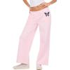 Forever 21 Women’s Wide Leg Jogger Pants with Patch Details(Pink)