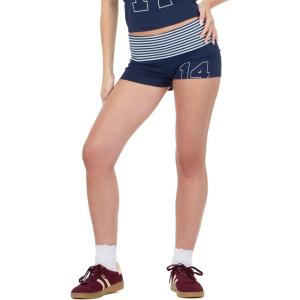 Forever 21 Women’s Fold Over Mini Short with Screen Print(Navy)