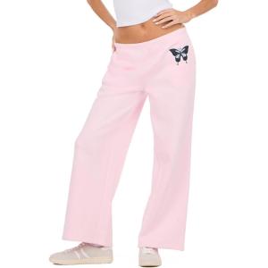 Forever 21 Women’s Wide Leg Jogger Pants with Patch Details(Pink)