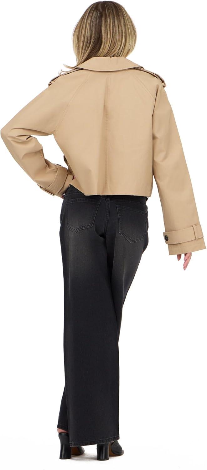 image:imageForever 21 Womens Cropped Trench Jacket With Doublebreasted ClosureBeige