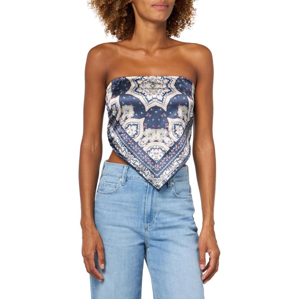 image:imageForever 21 Womens Bandana Top with Smocked Back and Self TieNavy