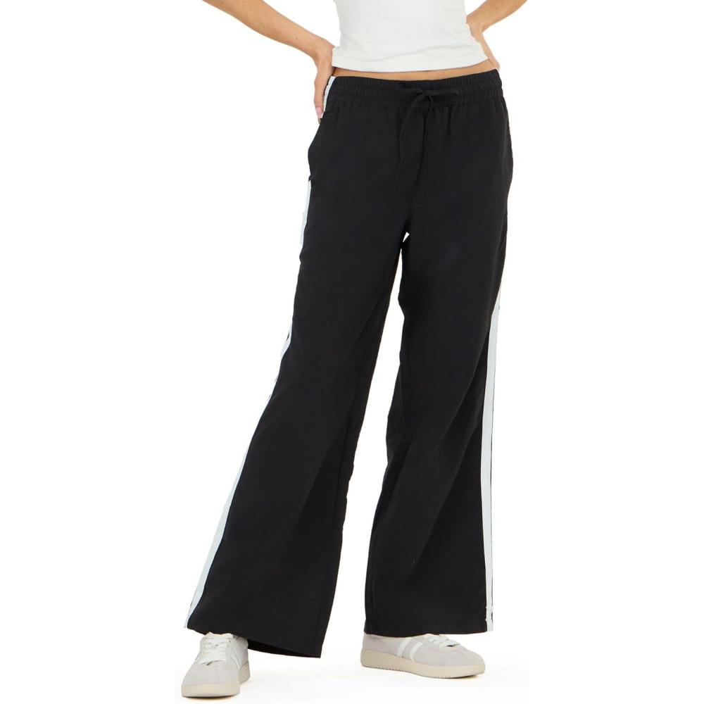 image:imageForever 21 Womens Wide Leg Nylon Pants with Bow DetailsBlack