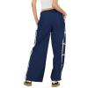 Forever 21 Women’s Wide Leg Nylon Pants with Bow Details(Navy)