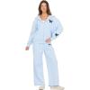 Forever 21 Women’s Zip-up Hoodie With Graphic Patches Soft Fleece Sweatshirt(Blue)