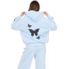 Forever 21 Women’s Zip-up Hoodie With Graphic Patches Soft Fleece Sweatshirt(Blue)