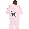 Forever 21 Women’s Zip-up Hoodie With Graphic Patches Soft Fleece Sweatshirt(Pink)