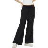 Forever 21 Women’s Wide Leg Nylon Pants with Bow Details(Black)