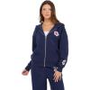 Forever 21 Women’s Zip-up Hoodie With Graphic Patches Soft Fleece Sweatshirt(Navy)