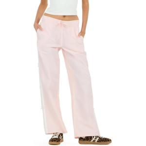 Forever 21 Women’s Wide Leg Nylon Pants with Bow Details(Pink)