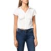 Forever 21 Women’s Collared Button-Down Top with Ruffle Hem and Cinched Under-Bust Line(White)