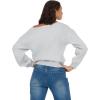 Forever 21 Women’s Off the Shoulder Sweatshirt With Screens & Embroidery(Light Heather Grey)