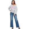 Forever 21 Women’s Off the Shoulder Sweatshirt With Screens & Embroidery(Light Heather Grey)