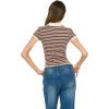 Forever 21 Women’s Polo Tee with Allover Stripes(Brown)