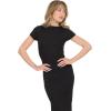 Forever 21 Women’s Short Sleeve Boatneck Midi Dress with Side Slit(Black)