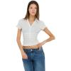 Forever 21 Women’s Collared Button Down Top with Ruffle Hem(White)