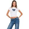 Forever 21 Women’s Tee with Patch Details Casual Graphic(White)