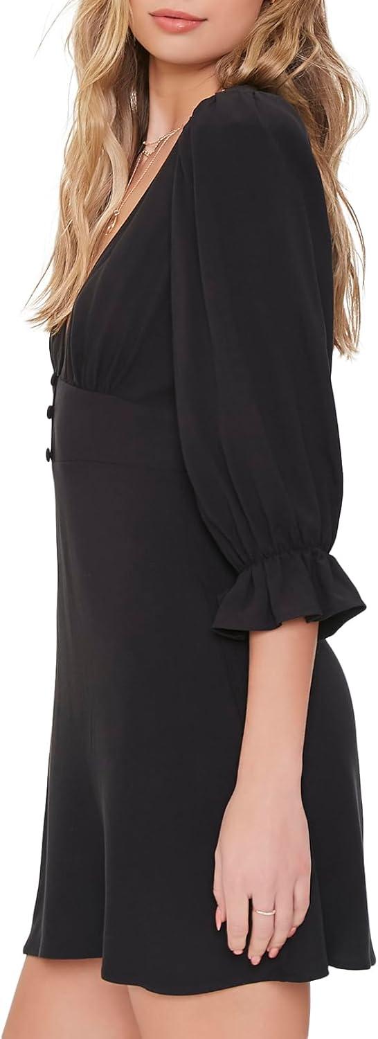 image:imageForever 21 Womens Plunging TrumpetSleeve Mini DressBlack