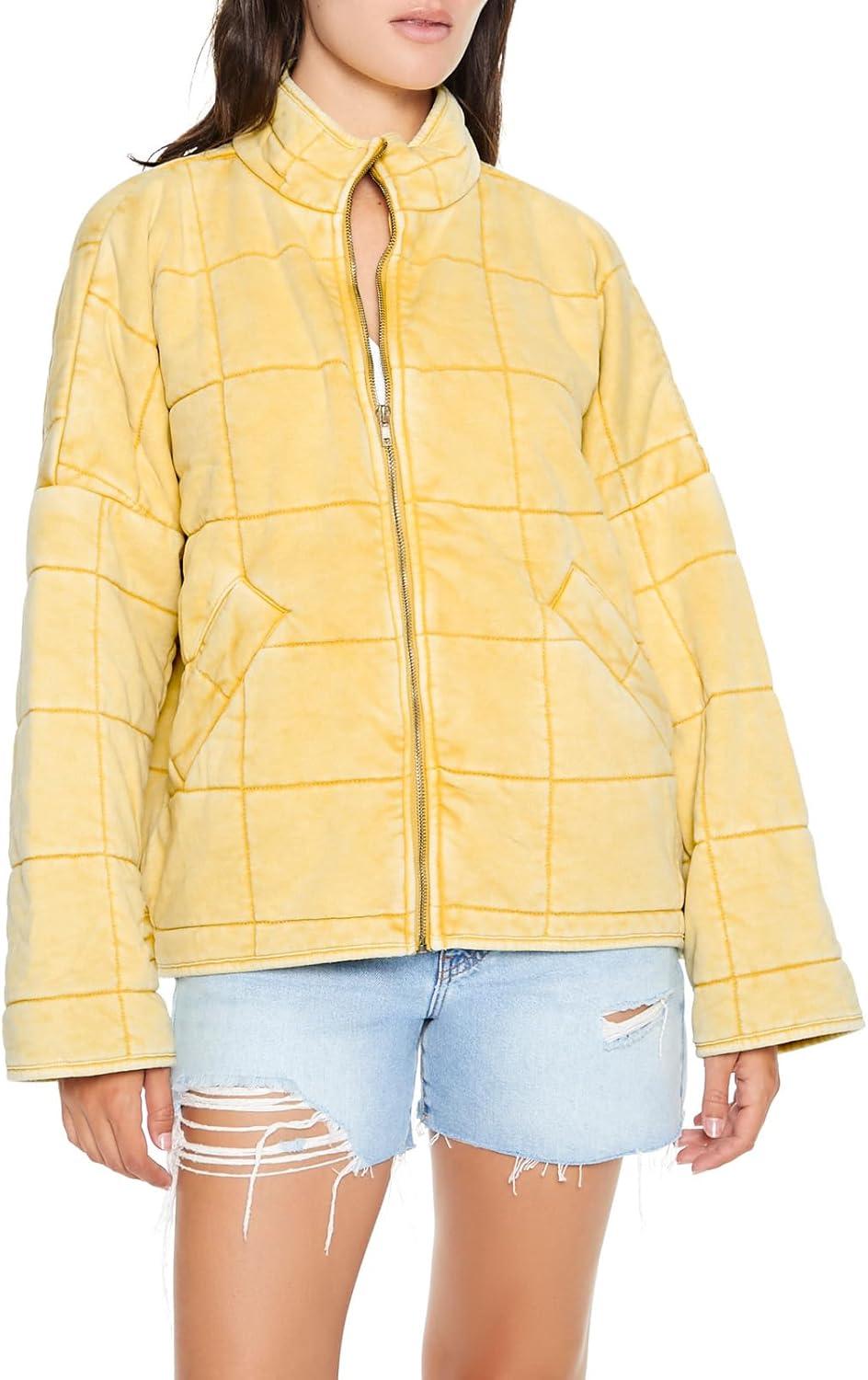 image:imageForever 21 Womens Quilted Zipup JacketGolden Haze