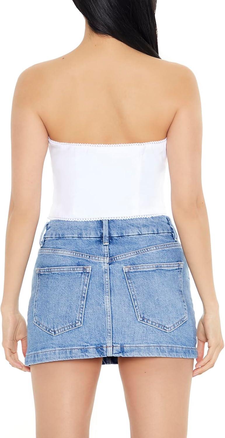 image:imageForever 21 Womens Ricrac Cropped Tube TopWhite