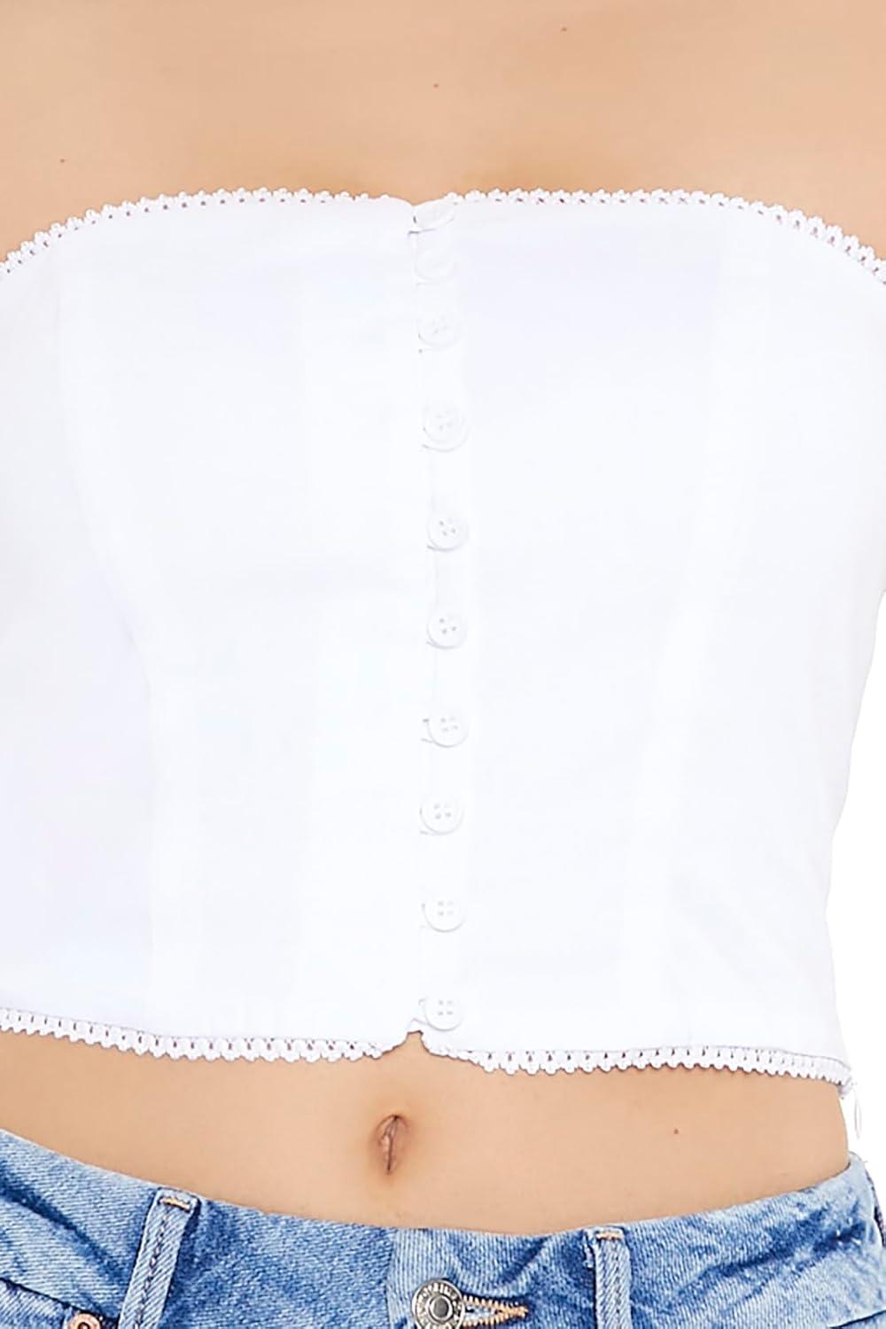 image:imageForever 21 Womens Ricrac Cropped Tube TopWhite