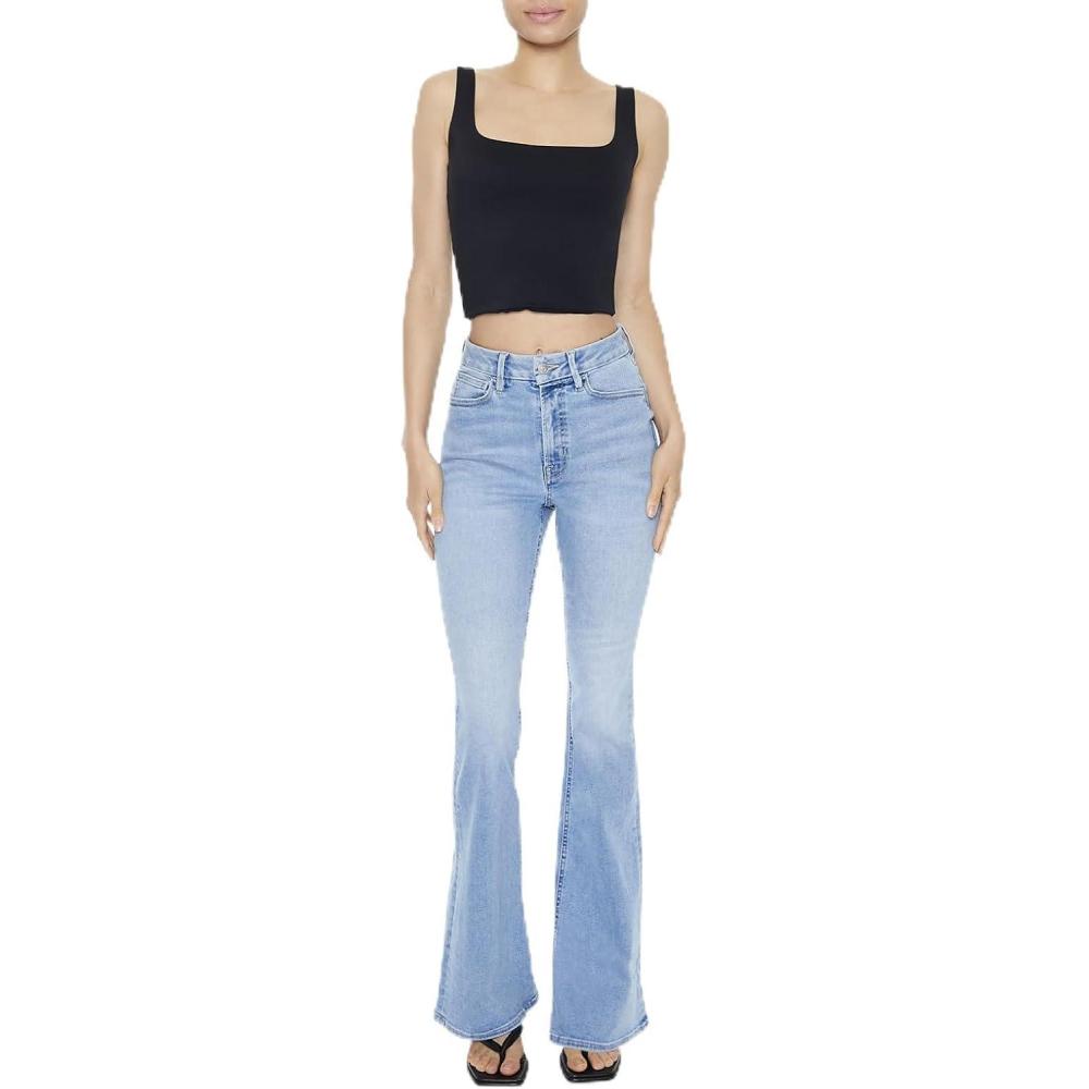 image:imageForever 21 Womens Curvy HighRise Flare JeansLight Denim