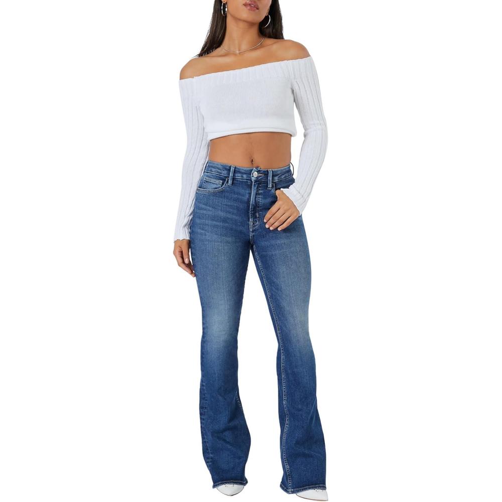 image:imageForever 21 Womens Curvy HighRise Flare JeansMedium Denim