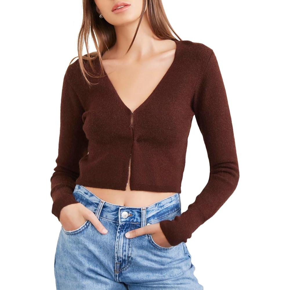 image:imageForever 21 Womens HookandEye Cardigan SweaterBrown