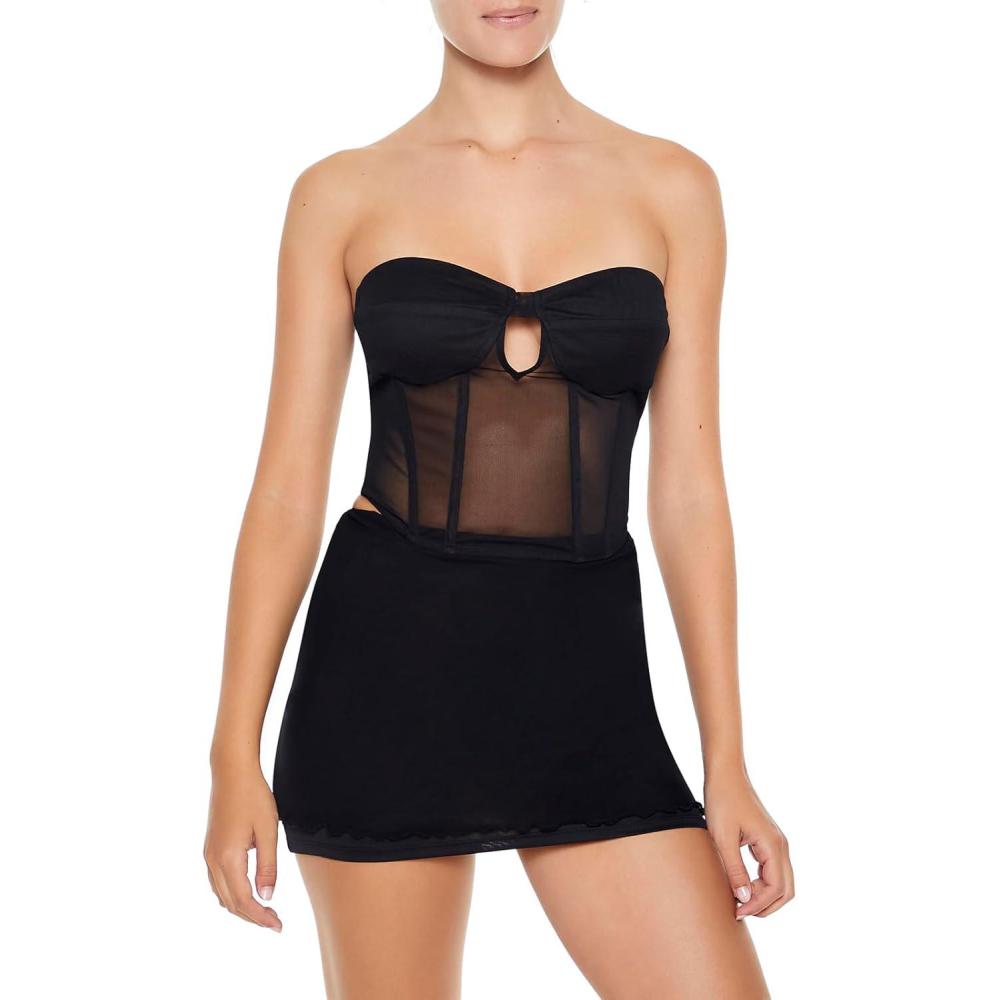 image:imageForever 21 Womens Mesh Sweetheart Tube TopBlack