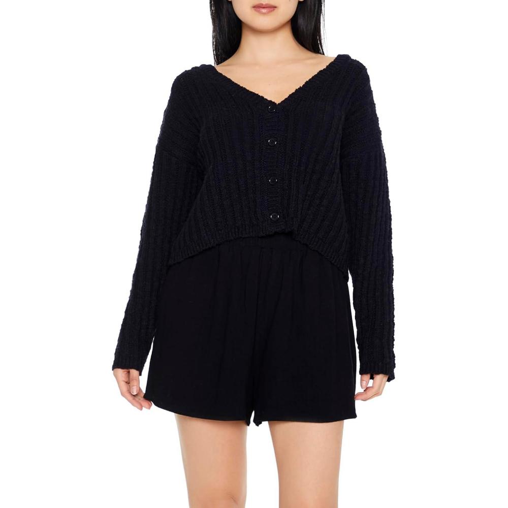 image:imageForever 21 Womens Ribbed Knit Cardigan SweaterBlack