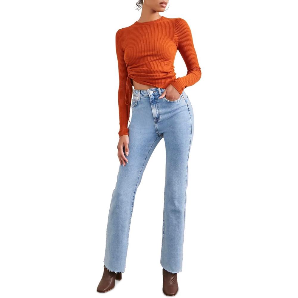 image:imageForever 21 Womens Ribbed Ruched Drawstring SweaterGinger