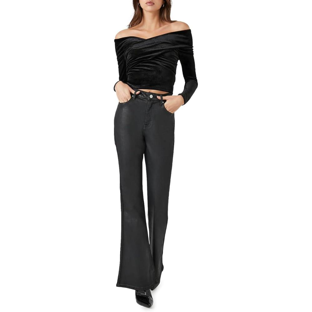 image:imageForever 21 Womens Stone Wash Flare JeansBlack