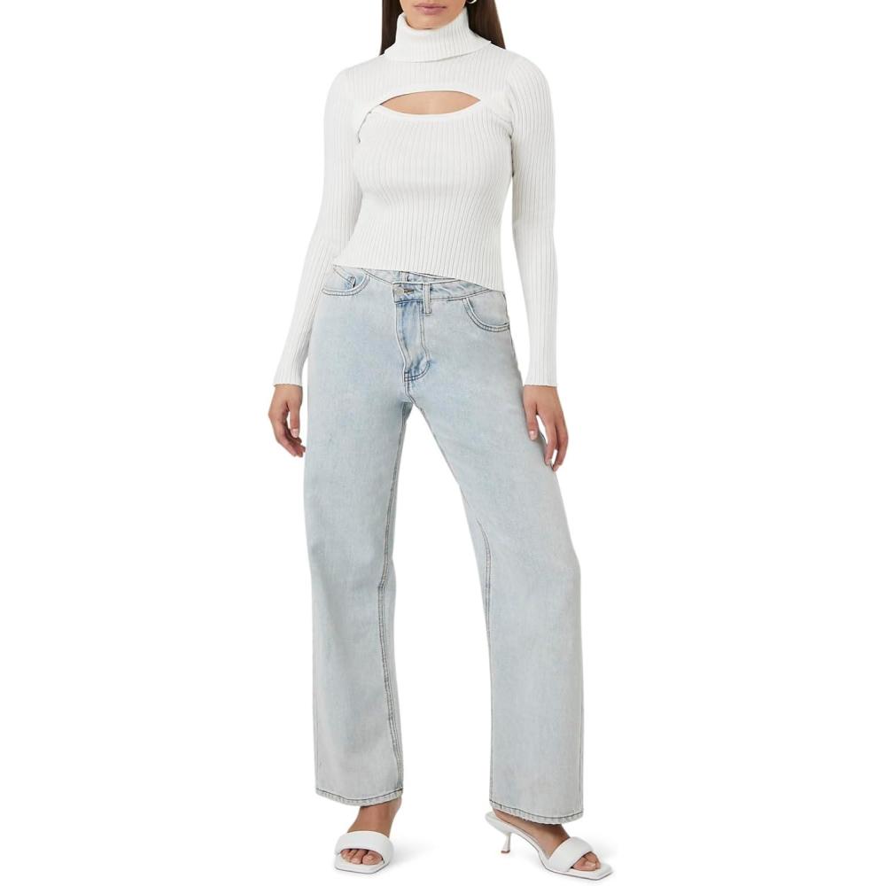 image:imageForever 21 Womens Turtleneck Cutout SweaterVanilla