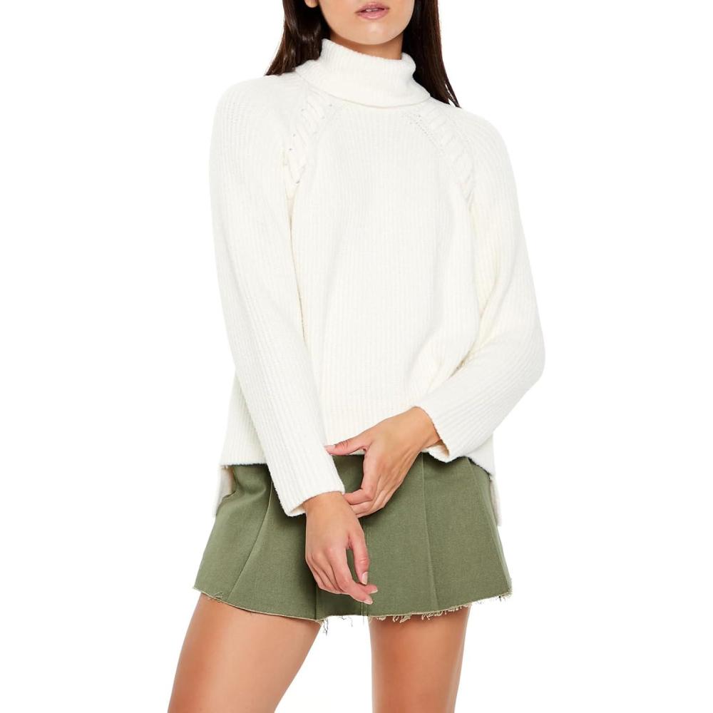 image:imageForever 21 Womens Turtleneck Whipstitched SweaterVanilla