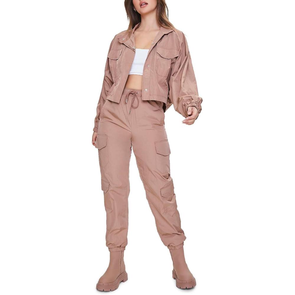 image:imageForever 21 Womens Windbreaker Cargo JoggersCocoa