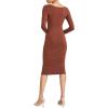Forever 21 Women’s Bodycon Long-Sleeve Dress(Brown)
