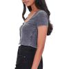 Forever 21 Women’s Button-Front Crop Top(Black)