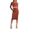 Forever 21 Women’s Crop Top & Pencil Skirt Set(Brown)