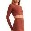 Forever 21 Women’s Crop Top & Pencil Skirt Set(Brown)