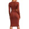 Forever 21 Women’s Crop Top & Pencil Skirt Set(Brown)
